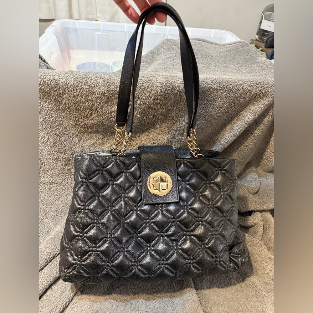 Kate Spade - Quilted Handbag - gold hardware - pink interior